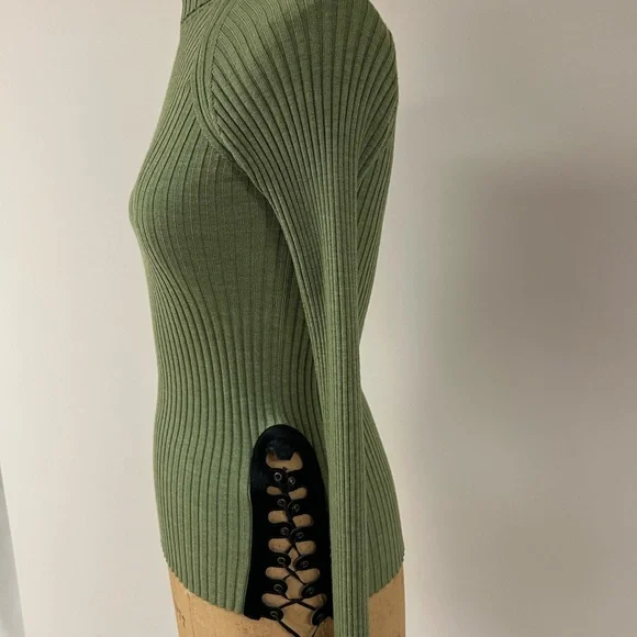 Jean Paul Gaultier vintage Olive Ribbed Turtleneck Sweater size S - Picture 3 of 7
